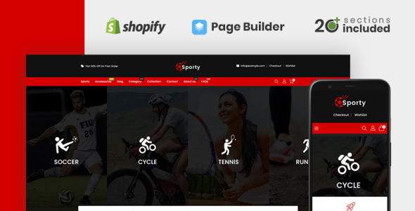 спортивный магазин спорт и аксессуары shopify тема