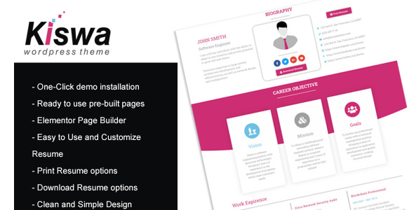 Parallax Resume WordPress Theme