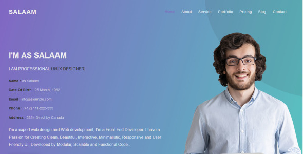 Personal Portfolio Responsive Landing Page Template