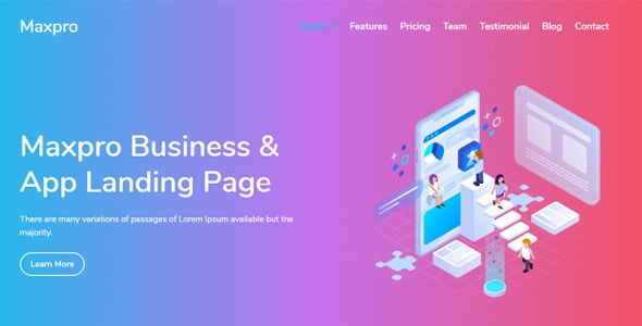 шаблон целевой страницы для бизнеса и приложений