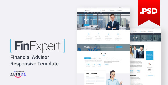 Адаптивный PSD шаблон на тему финансовые консультации