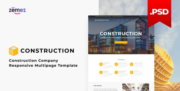 Адаптивный PSD шаблон на тему строительные компании