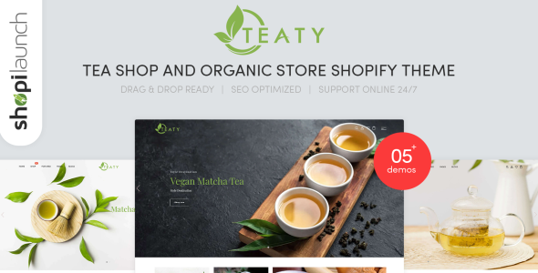 чай и органический магазин отзывчивая тема shopify