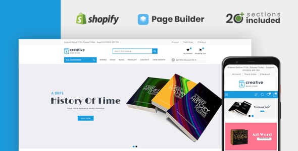 креативный книжный магазин shopify тема