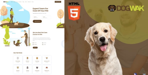 шаблон целевой страницы для выгула собак