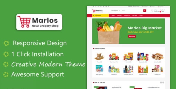 Marlos Grocery and Organic Responsive OpenCart Template
