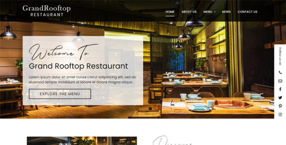 grand rooftop restaurant wordpress тема