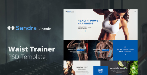 PSD шаблон на тему фитнес