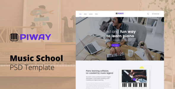 PSD шаблон на тему музыкальная школа