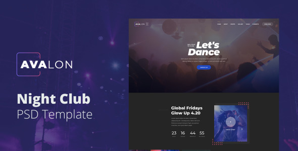 PSD шаблон на тему ночной клуб
