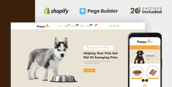 щенячий магазин shopify тема