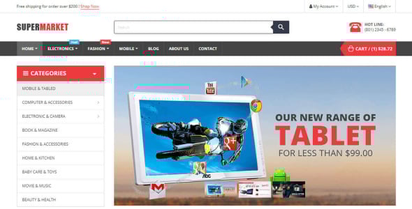 супермаркет магазин elementor ecommerce prestashop тема