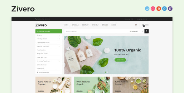 шаблон zivero opencart