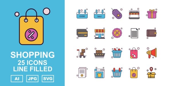 Набор иконок на тему shopping