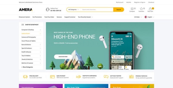 гаджеты и цифровая отзывчивая тема shopify