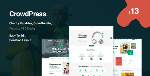 PSD шаблон на тему благотворительность