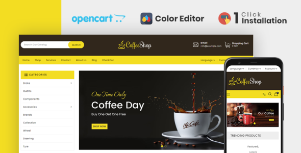 напитки и напитки магазин шаблон opencart