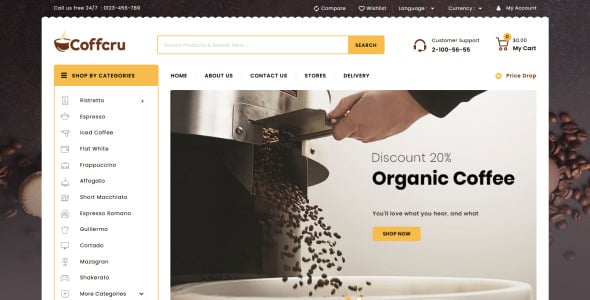 Coffee and Drinks Store PrestaShop Theme