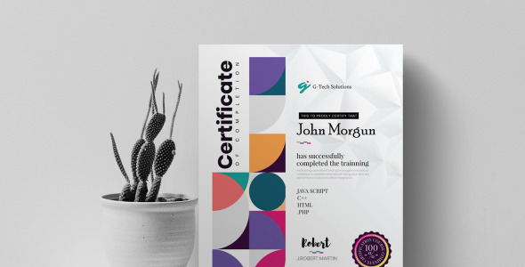 Шаблон сертификата на тему графика