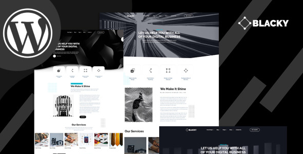 blacky minimal dark digital agency wordpress тема