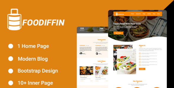 PSD шаблон на тему еда и ресторан