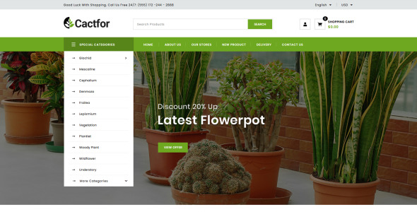 Plants &amp; Gardening Tools Online Store PrestaShop Theme