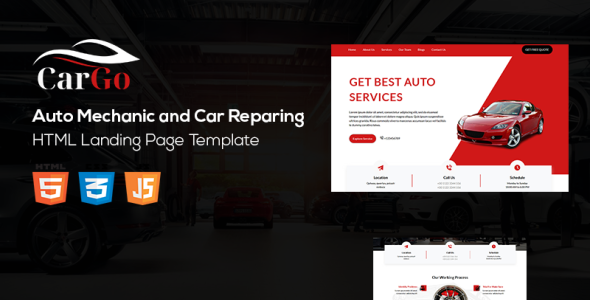 Auto Mechanic and Car Reparing Landing Page Template