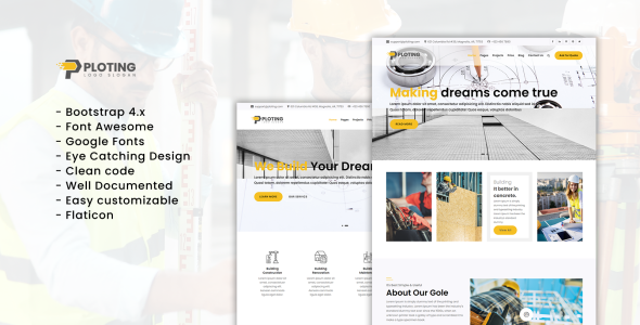 Ploting Construction &amp; Architecture Company Responsive Multipage Website Template