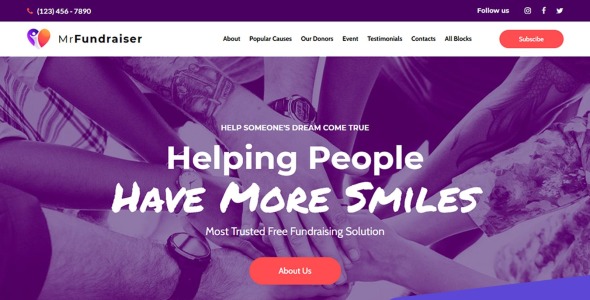 Fundraiser MotoCMS Landing Page Template
