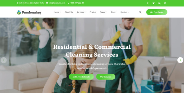 клининговые услуги и сухая прачечная шаблон сайта