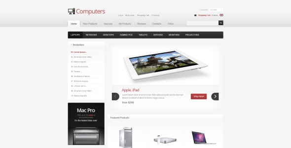 компьютерная техника шаблон zencart