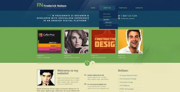 дизайнерское портфолио drupal шаблон