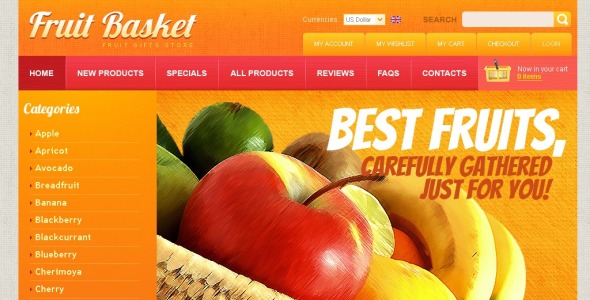 корзина с фруктами шаблон zencart