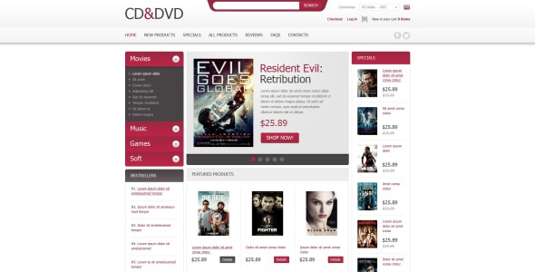 шаблон cd &amp; dvd zencart
