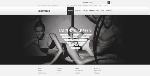 нижнее белье в черно-белом шаблоне zencart