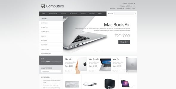 шаблон компьютерного магазина zencart
