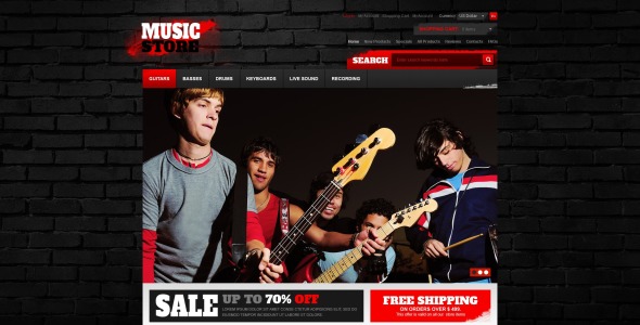 музыкальный магазин zencart шаблон