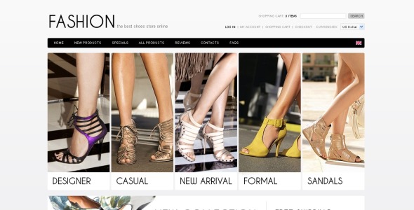 шаблон модной обуви zencart