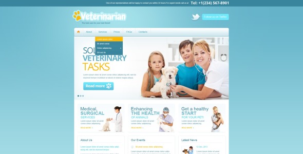 vet адаптивный шаблон веб-сайта