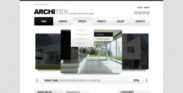 шаблон веб-сайта архитектуры