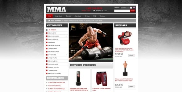 шаблон магазина боевых искусств zencart