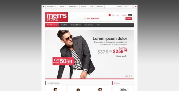 мужской магазин zencart шаблон