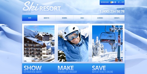 катание на лыжах шаблон сайта