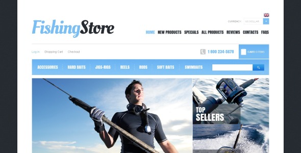 рыболовный магазин zencart шаблон
