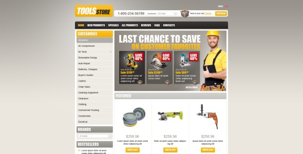 магазин инструментов zencart шаблон