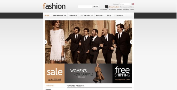 стильный модный магазин zencart шаблон