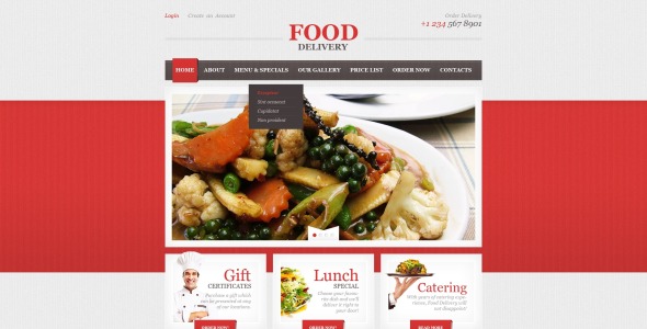 адаптивный шаблон сайта кейтеринга