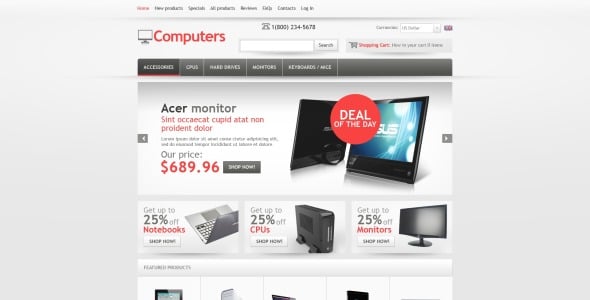 технические компьютеры zencart шаблон