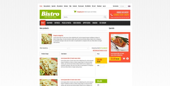 онлайн бистро zencart шаблон