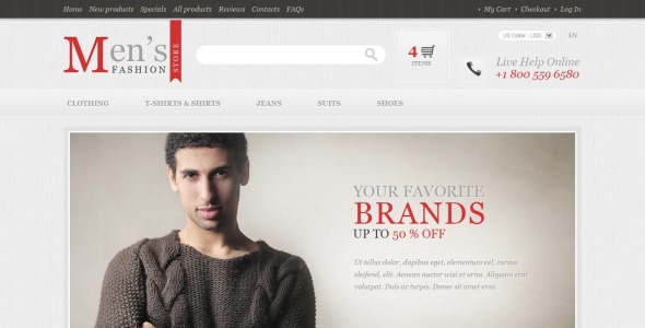 шаблон магазина мужской моды zencart